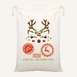 Newest Christmas Santa Bags Santa Sack Drawstring Bag Canvas Candy Bags For Kids Gifts For Reindeers Xmas Tree LX2924