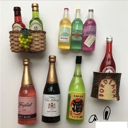 Fridge Magnets Simulation creative red wine and champagne bottle resin refrigerator paste three-dimensional magnetic pastes