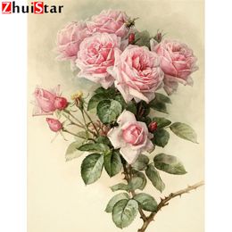 diy 5d cross stitch Full diamond embroidery A bouquet pink roses picture home decor diamond Painting diamond mosaic gift XY1