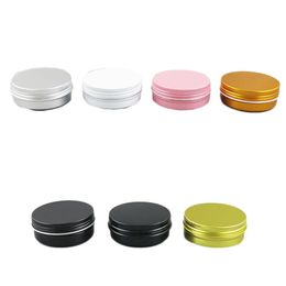 50 x 60g Empty Aluminium Jar 60ml Make Up Metal Cream Jar 2oz Matte Black Pink Gold White Aluminium Tin Cosmetic Container