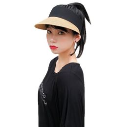 Sun Hats Women Wide Large Brim Floppy Summer Beach Sun Hat Straw Hat Button Cap Summer 2020 For Women Anti-uv Visor Cap Female