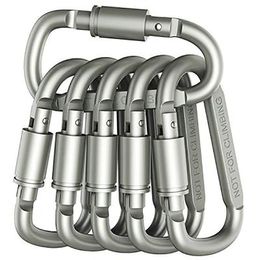 snap bottle Canada - Virson 5pcs Aluminum Carabiner D-Ring key Chain Clip Outdoor Camping Keyring Snap Hook Water Bottle Mountaineering Hook Climbing Accessories