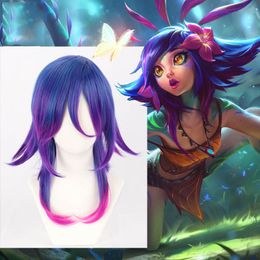 Game LOL Neeko cosplay wig the Curious Chameleon role play gradient hair wig costumes