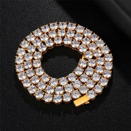 3mm 4mm 5mm 6mm 18/20/22/24inch Bling CZ Tennis Chain Necklaces Silver/Gold Colour CZ Cubic Men Chain Fashion Jewellery