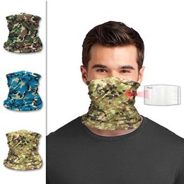 DHL 3D Digital print in camouflage Magic Scarf Designer Face Mask with Philtre Face Cover Outdoor Cycling Scarves Multifunction Masks