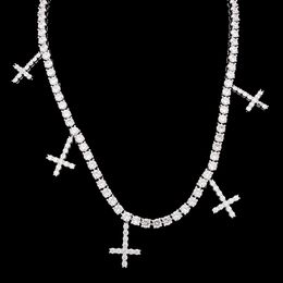 HOT Selling Diamond Cross pendant personality men's necklace,Multiple crosses pendant with fashion diamante necklace NNT975