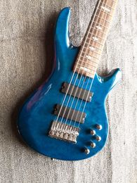 Rare 6 string Blue And Active Pickups 24 Frets,Chrome Hardware China Electric Guitar Bass