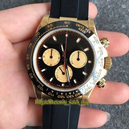 N V3 Super version 904L Steel Gold Case CAL.4130 SA4130 Chronograph Automatic Black Mens Watch Rubber Strap 116518 Stopwatch Watches 116508