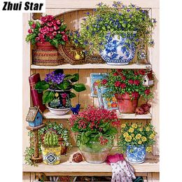 New 5D DIY Diamond Painting "Flower & rack" Embroidery Full Square Diamond Cross Stitch Rhinestone Mosaic Painting Decor Gift