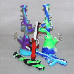 Water pipe with glass bowl silicone bongs oil rig bong hookahs smoking silicon hookah pipes