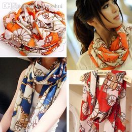 Wholesale-winter summer style foulard scarf women men chiffon bandana silk scarf from india cachecol shawls and scarves Wheel Printing