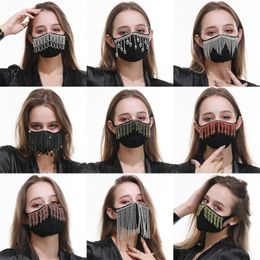 Crystal Cotton Cloth Mouth Respirator Protect Face Mask Colourful Tassel Reusable Mascarilla Recycling Black Anti Dust Man Woman 16 5rg B2