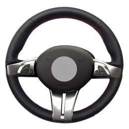 Black PU Faux Leather DIY Hand-stitched Car Steering Wheel Cover for BMW Z4 E85 (Roadster) 2003-2008 E86 (Coupe) 2005-2008
