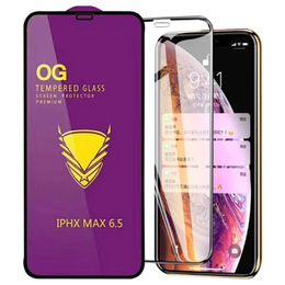 Wholesale Full Glue Screen Film Golden Armour OG Tempered Glass for iphone X Xs max 11 pro max 6s 7 8 plus XR Screen protector