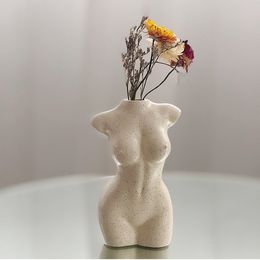 -Körper-Kunst-Design Blumen-Vase nackte Frau-Skulptur Blumenvase kreative Hobby Vase Pflanzmaschine Wohnaccessoires Zier
