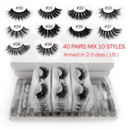 False Eyelashes 20/30/40 Pairs Mink Wholesale Hand Made 3d Lases Mix 10 Lashes Styles Bulk Natural Makeup Cilios