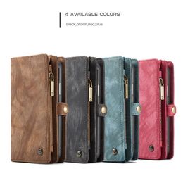 Caseme Magnetic Leather Wallet Cases Zipper Detachable Removable Cover For iphone14 13 12 11 Pro Max XS XR 8 7 6S Plus
