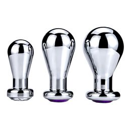 Super large size huge aluminium alloy jewel crystal anal beads butt plug ball insert sex toy men and women adult products MX200422