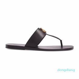 Hot Sale-fashion Black soft Leather Francis Thong Sandals mens and womens causal flat beach slip on sandals