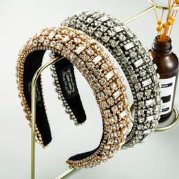 Za Brand Gorgeous Baroque Full Crystal Headband for Woman Hand Made Rhinestone Padded Sponge Hairband Bridal Wedding Headpieces