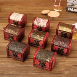 Vintage Jewellery Box Organiser Storage Case Mini Wood Flower Pattern Metal Container Handmade Wooden Small Boxes LX2886