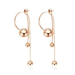 Fashion stylish unique designer stainless steel multi ball dangle pendant stud earrings for women girls rose gold