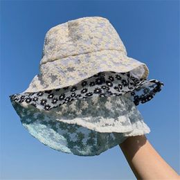 Foldable Burrs Harajuku Bucket Hat For Women Outdoor Sunscreen Cotton Fishing Hunting Hip Hop Cap Basin Flower Sun Prevent Hats