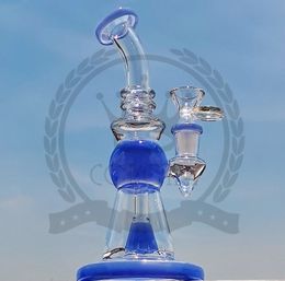 Double Recycler hookah Dab Rig Wax Glass Unique Bong Slitted Donut Perc Torus Mini Bong Waterpipes Small Thick