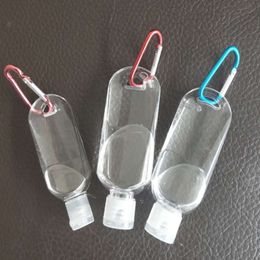 30ml 50ML 60ml Empty Refillable Bottle With Keyring Keychain Hook Clear Transparent Plastic Hand Bottle container