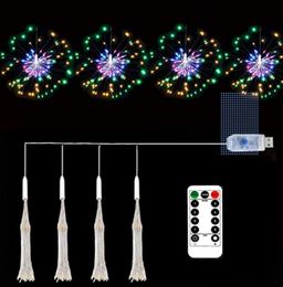 -Filo di fuochi d'artificio di rame luci USB 4 pezzi 320LED FAIRY Light 8 Motivi Starburst Light, adatto per decorazione interna Stringa Luci a sospensione