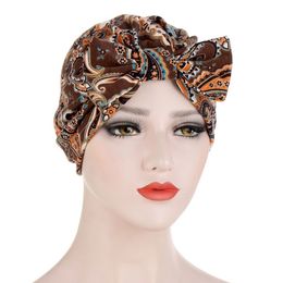 2022 freie muslimische hüte Muslim Bonnet Big Bowknot Stretch Hijab Turban Hüte Schal Kopfbedeckung Cap-Kopf-Verpackungs Beanies Bogen-Haar-Accessoires neues freies Verschiffen