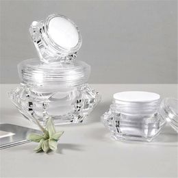 10g/15g Plastic Cosmetics Jar Packing Bottles Clear Diamond Crystal Shape Shell Makeup Nail Art Glitters Mini Storage cream Pot Container