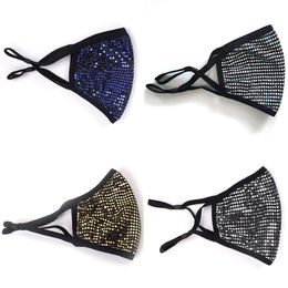 Fashion Face Masks Bling Bling Sequin Protective Mask Dustproof Washable Windproof Reuse Face Mask Elastic Earloop Mouth Mask free shipping