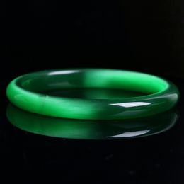 Genuine Bright Green Natural Cat Eye Stone Crystal Bangles Women Lucky Gift Help Marriage Bracelet Jewelry JoursNeige1211W