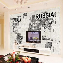 Milofi custom 3D large mural wallpaper digital map stone wall TV background wall decorative painting