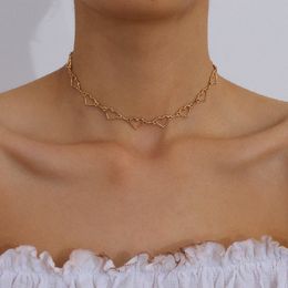 Korean Style Sweet Small Love Heart Choker Necklace For Women Girl Simple Minimalist Clavicle Chain Necklace Cute Jewellery Gift