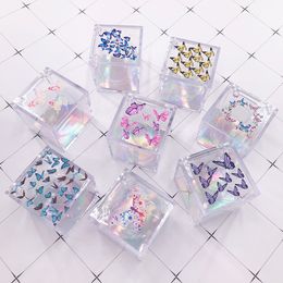 New lash Box Eyelash Packaging Butterfly Print Square Eyelash Box Handmade Dramatic 5D 25mm Mink lashes