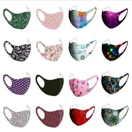 Resuable Ice Silk Mask adult kids face Mouth nose protection cotton masks washable fashion Anti-dust masks dust proof 36 styles for option