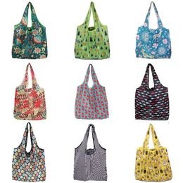 HOT 50PCS Reusable portable shopping bag calico polyester environmental protection folding bag advertising bag furniture supplies T500256