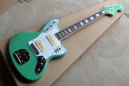 Factory Custom Green Electric Guitar with White Pearl Pickguard,Rosewood Fretboard,21 frets,Can be Customized