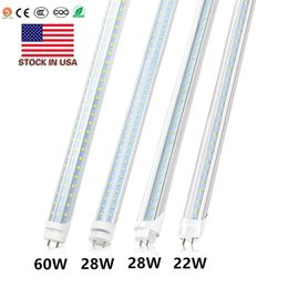 Stock In US + bi pin 4ft led t8 tubes Light 18W 22W 28W 60W Double Rows T8 Replace regular Tube AC 110-240V