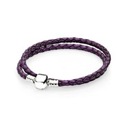NEW Fashion 925 Sterling Silver Multicolor Mixed 12 Colors Women Double-Leather Bracelet Fit Charm DIY Gift Original Iconic Bead twelve two