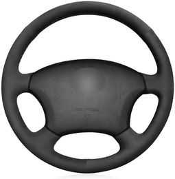diy Black Suede Auto Custom Fit Steering Wheel Covers for Lexus GX470 2003-2009 / LX470 1998-2007 / LX450 1996 1997 Interior Accessories