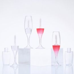 8ML Creative Wine Shaped Empty Lip Gloss Bottles Tube DIY Red Clear Cosmetic Refillable Lip Glaze Bottle with Wand F3939
