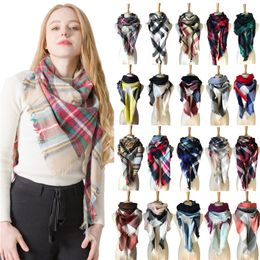 Women Designer Scarf Triangular Tartan Scarves Lattices Oversize Plaid Colourful Pashmina Shawl Wraps Ring Scarf Bandana