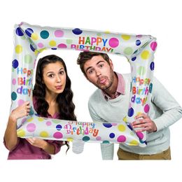 1Pcs Birthday Photo Booth Foil Balloons 59*50cm Happy Birthday Balloon Photo Frame Globos Photo Props Birthday Party Decorations