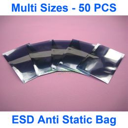 Multi Sizes 50 PCS ESD Anti Static Bags USABLE SIZE (Width 4 to 15cm, 1.5 - 6 Inch) x Length (80 230mm, 3" 9") Electronic Packing Pouch