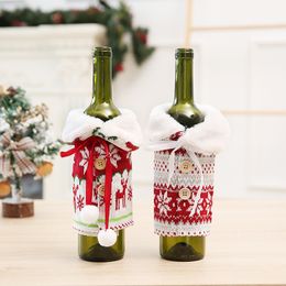 2020 Nordic Knitted Snowflake Wine Bottle Cover Christmas Decoration Fur Ball Wine Bottle Bag Household Goods