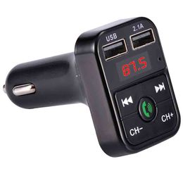 B2 Bluetooth Car Kit Wireless FM Transmitter Handsfree Dual USB Car Charger 2.1A MP3 Music TF Card U Disc AUX Player CARB2