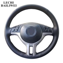 Black Hand-Stitched Artificial Leather Steering Wheel Cover for BMW E53 X5 1999 5 Series E39 2000-2003 3 Series E46 2000-2005